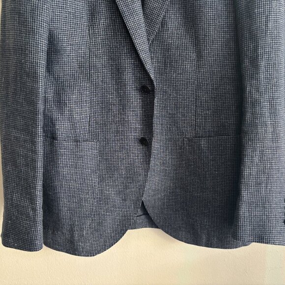 Gardo Bosman Unstructured Blue Houndstooth Wool Linen Sport Coat/ Blazer 38 - 40 - Picture 3 of 11